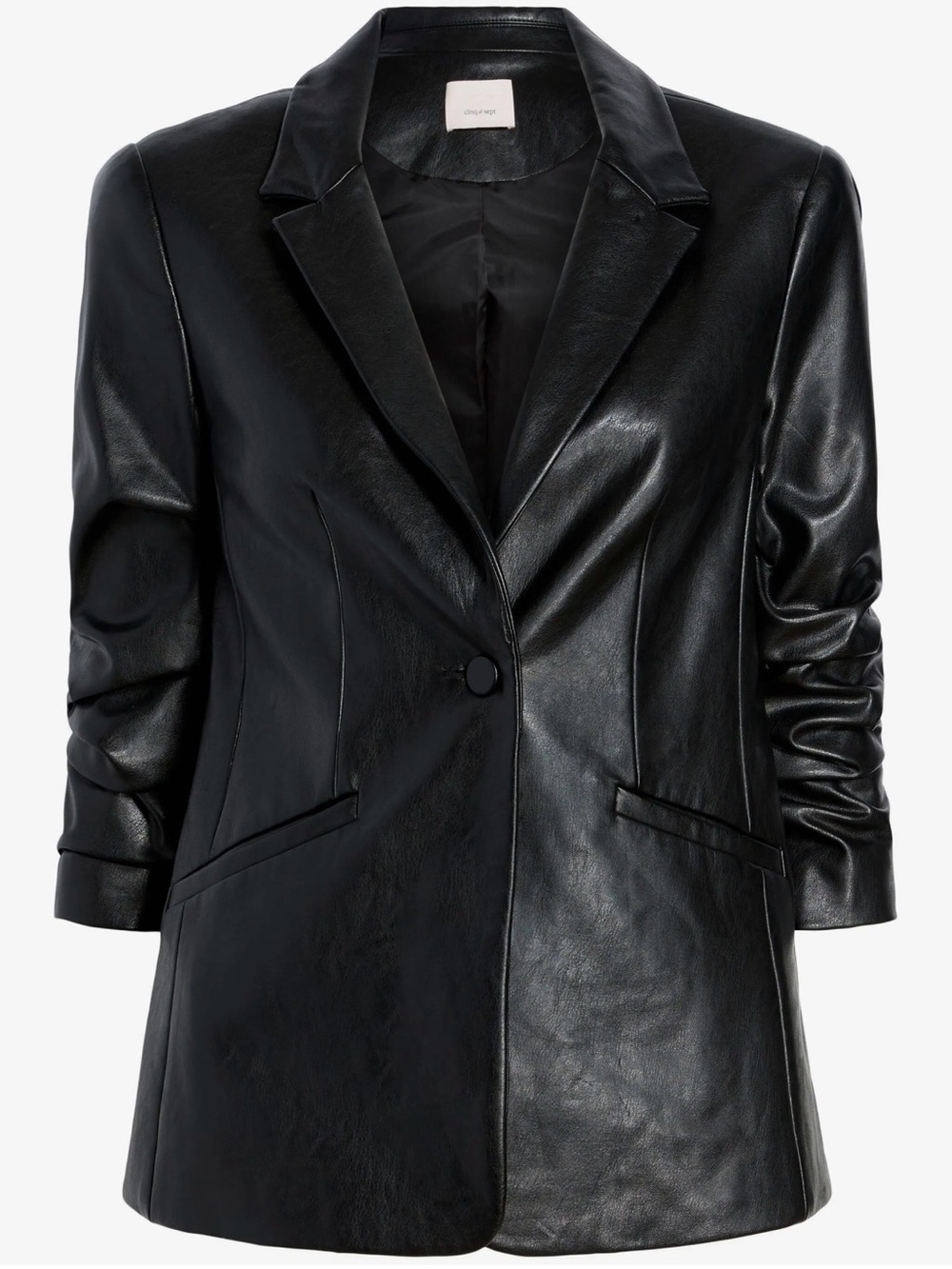 cinq a sept Black Faux Leather Single-Button Blazer